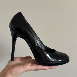 Stuart Weitzman Platswoon Black Patent Leather Heels